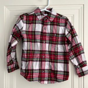 Hannah Andersson boys 4-5 years flannel shirt Christmas colors